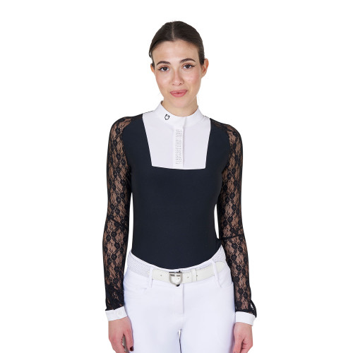 Bluza Cu Maneca Lungu Si Dantela Equestro 