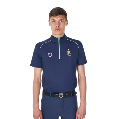Tricou Polo De Antrenament Equestro X FIse Cu Steagul Italiei 