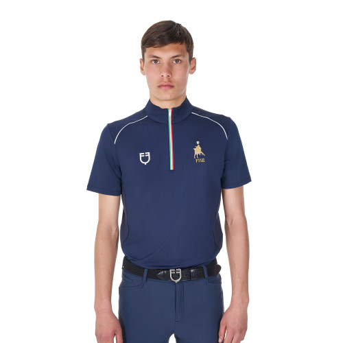 Tricou Polo De Antrenament Equestro X FIse Cu Steagul Italiei 